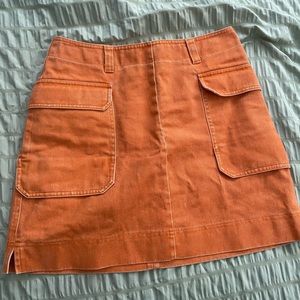 Orange Denim Skirt w/ Front Pockets